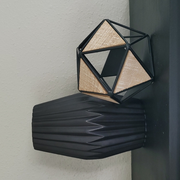 Other - Black geometric vase and orb accent.